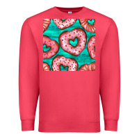 Cardinal valentines day heart donuts seamless pattern Premium Sweatshirt - BundleAndBundleShop