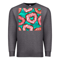 Charcoal Heather valentines day heart donuts seamless pattern Premium Sweatshirt - BundleAndBundleShop