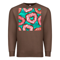Chestnut valentines day heart donuts seamless pattern Premium Sweatshirt - BundleAndBundleShop