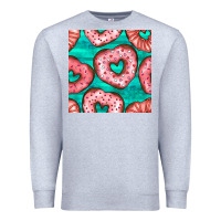 Heather Grey valentines day heart donuts seamless pattern Premium Sweatshirt - BundleAndBundleShop
