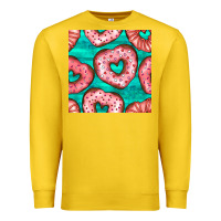 Lemon valentines day heart donuts seamless pattern Premium Sweatshirt - BundleAndBundleShop