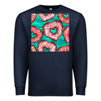 Navy valentines day heart donuts seamless pattern Premium Sweatshirt - BundleAndBundleShop