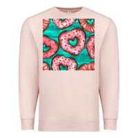 Pale Pink valentines day heart donuts seamless pattern Premium Sweatshirt - BundleAndBundleShop