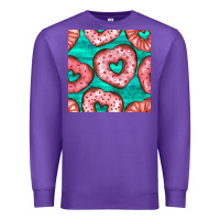 Purple valentines day heart donuts seamless pattern Premium Sweatshirt - BundleAndBundleShop