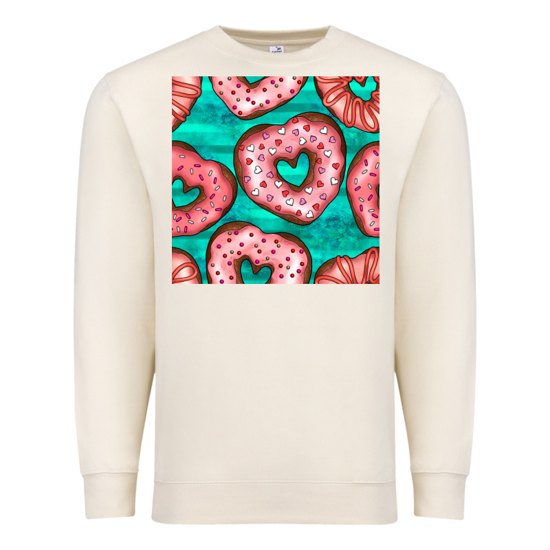 Valentines Day Heart Donuts Seamless Pattern Premium Sweatshirt by BundleAndBundleShop | Teevron