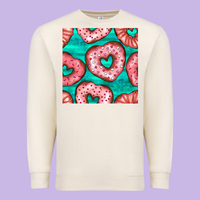 Valentines Day Heart Donuts Seamless Pattern Premium Sweatshirt Designed By Bundleandbundleshop