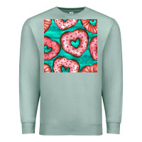 Seafoam valentines day heart donuts seamless pattern Premium Sweatshirt - BundleAndBundleShop