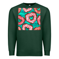 Sports Green valentines day heart donuts seamless pattern Premium Sweatshirt - BundleAndBundleShop