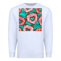 White valentines day heart donuts seamless pattern Premium Sweatshirt - BundleAndBundleShop