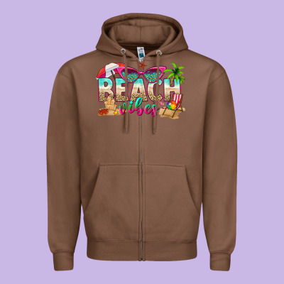 Beach Vibes Zipper Hoodie Designed By Texasbilliewilder