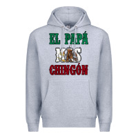 Heather Grey El Papa Mas Chingon Mexican Flag Premium Hoodie - Jasminsmagicworld
