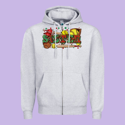 Sister Softball Zipper Hoodie Designed By Zillion Design Studio