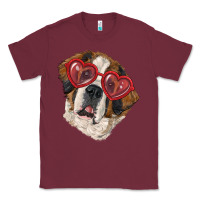 Burgundy saint bernard with love glasses Classic Tee - RanaPortraitStore