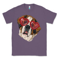 Lavender saint bernard with love glasses Classic Tee - RanaPortraitStore