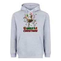 Heather Grey merry christmas deer skeleton Heavyweight Hoodie - FaDigitalArtStudio