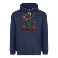 Navy merry christmas deer skeleton Heavyweight Hoodie - FaDigitalArtStudio