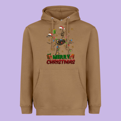 Merry Christmas Deer Skeleton Heavyweight Hoodie Designed By Fadigitalartstudio