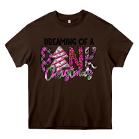 Chocolate Brown Dreaming Of A Pink Christmas Heavy Core Tee - CowhideDigitalArt