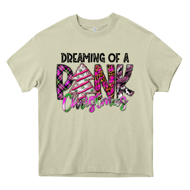 Dreaming Of A Pink Christmas Heavy Core Tee by CowhideDigitalArt | Teevron