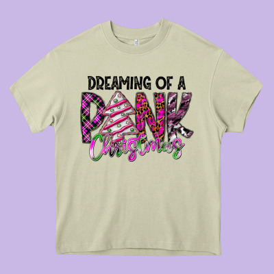 Dreaming Of A Pink Christmas Heavy Core Tee Designed By Cowhidedigitalart