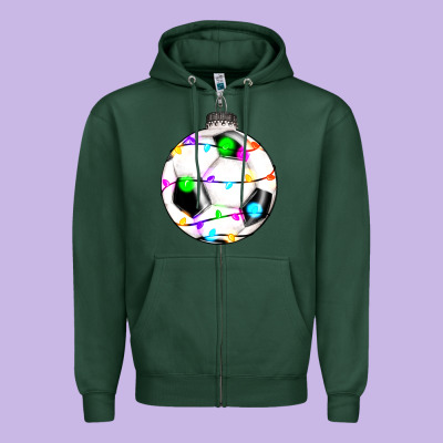 Christmas Soccer Zipper Hoodie Designed By Ranaportraitstore