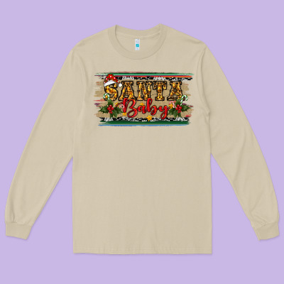 Long Sleeve Tee Santa Baby Western Christmas