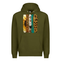 Army Green Leopard Sunflower Brush Strokes Premium Hoodie - Jasminsmagicworld