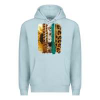 Blue Mist Leopard Sunflower Brush Strokes Premium Hoodie - Jasminsmagicworld