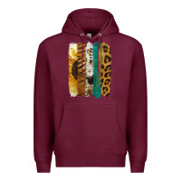 Burgundy Leopard Sunflower Brush Strokes Premium Hoodie - Jasminsmagicworld