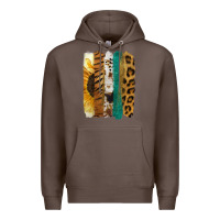 Coffee Leopard Sunflower Brush Strokes Premium Hoodie - Jasminsmagicworld