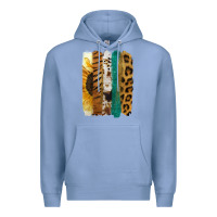 Colony Blue Leopard Sunflower Brush Strokes Premium Hoodie - Jasminsmagicworld