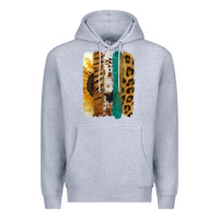 Heather Grey Leopard Sunflower Brush Strokes Premium Hoodie - Jasminsmagicworld