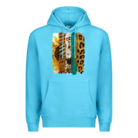 Ocean Blue Leopard Sunflower Brush Strokes Premium Hoodie - Jasminsmagicworld