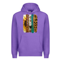 Purple Leopard Sunflower Brush Strokes Premium Hoodie - Jasminsmagicworld