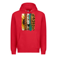 Red Leopard Sunflower Brush Strokes Premium Hoodie - Jasminsmagicworld