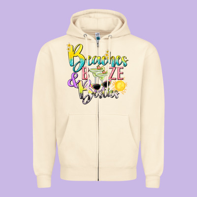Beaches Booze And Besties Tbw Zipper Hoodie Designed By Texasbilliewilder
