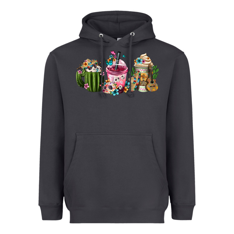 Mexican Day Of The Dead Coffee Cups Heavyweight Hoodie by FaDigitalArtStudio | Teevron