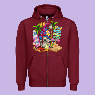 Beach Gnome Zipper Hoodie Designed By Texasbilliewilder