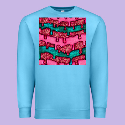 Valentines Day Leopard And Turquoise Gemstone Seamless Pattern Premium Sweatshirt Designed By Bundleandbundleshop