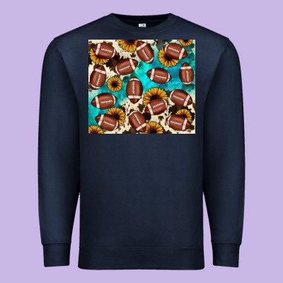 Football Turquoise Sunflower Premium Sweatshirt Designed By Jahusdesignshop
