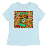 Baby Blue cinco de mayo sombrero skull Ladies Tee - BarkalooDesign