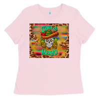Bubblegum Pink cinco de mayo sombrero skull Ladies Tee - BarkalooDesign