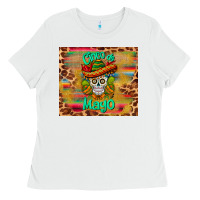 White cinco de mayo sombrero skull Ladies Tee - BarkalooDesign