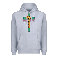 Heather Grey Believe Cross Premium Hoodie - Jasminsmagicworld