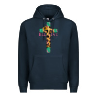 Navy Believe Cross Premium Hoodie - Jasminsmagicworld