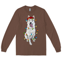Chestnut Christmas White Shepherd With Christmas Lights Long Sleeve Tee - RanaPortraitStore