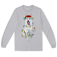 Moon Dust Christmas White Shepherd With Christmas Lights Long Sleeve Tee - RanaPortraitStore