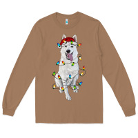 Toasted Coconut Christmas White Shepherd With Christmas Lights Long Sleeve Tee - RanaPortraitStore