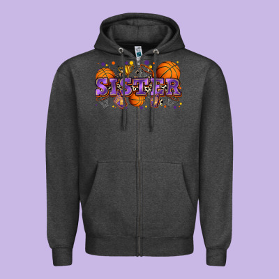 Sister Basketball Zipper Hoodie Designed By Zillion Design Studio