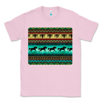 Bubblegum Pink turquoise horse and bullskull aztec  pattern Classic Tee - BarkalooDesign